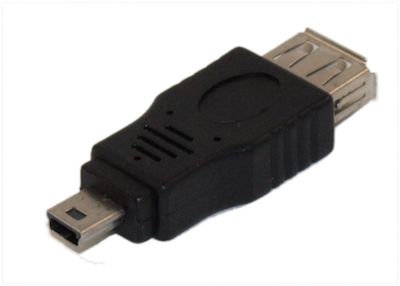 USB Type-A Female to Mini 5 pin (B5) Male Adapter, Black 