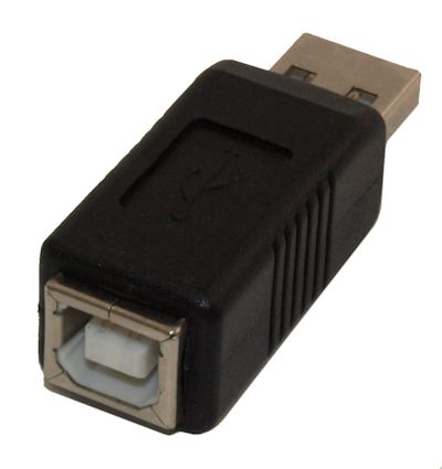 USB A Male/B Female Adapter, Black