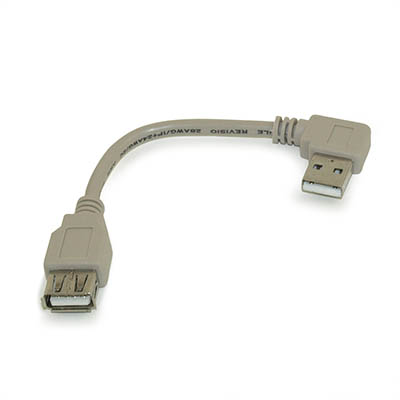 4inch ANGLE USB 2.0 Certified 480Mbps Type A Male to A Female Cable, Beige