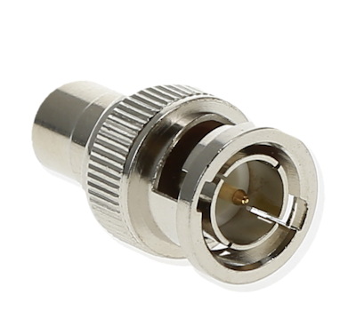 BNC Plug (Male) / RCA Jack (Female) Adapter NICKEL PLATED