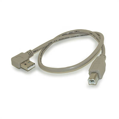 1.5ft ANGLE USB 2.0 Certified 480Mbps Type A Male to B Male Cable, Beige