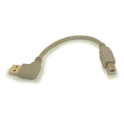 6inch ANGLE USB 2.0 Certified 480Mbps Type A Male to B Male Cable, Beige