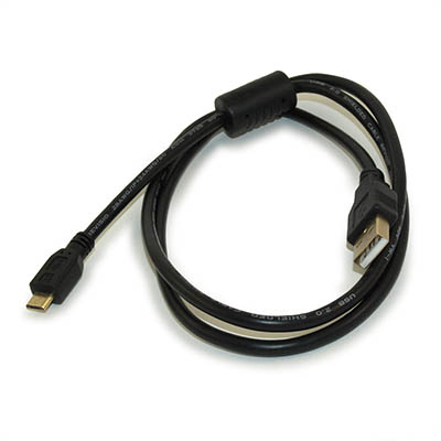 3ft USB 2.0 Certified Type A Male to Micro-B 5-Pin Cable, 24AWG, Gold, Fer