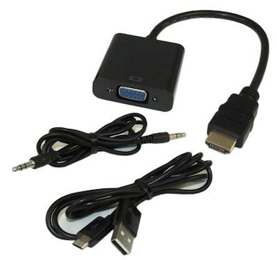 HDMI Male to VGA Female Video Converter Cable (Video and Audio), Black