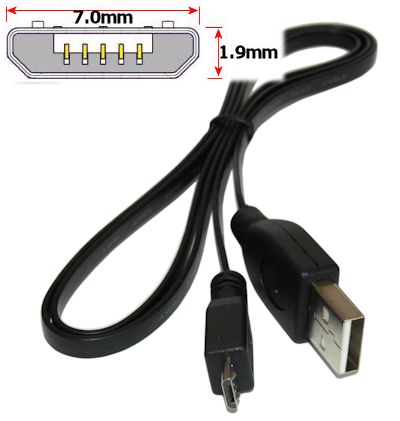 3ft FLAT USB 2.0 Certified Type A Male to Micro-B 5-Pin Cable Nickel Plate