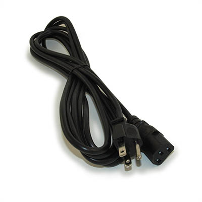 12ft Computer Power Cord (NEMA 5-15P to C13 Plug), 18AWG, Black