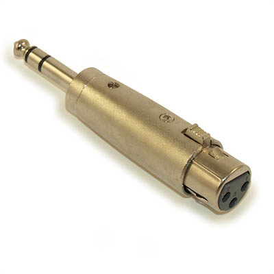 XLR Female to 1/4 Stereo Male Adapter, Nickel Plated