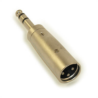 XLR Male to 1/4 Stereo (TRS) Male Adapter, Nickel Plated
