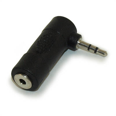 2.5mm Right Angle Adapter, Male/Female Stereo TRS (3 connector)