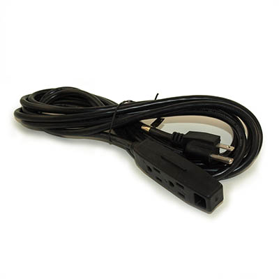 15ft 3-Outlet 3-Prong Power Extension Cord (NEMA 5-15P Black