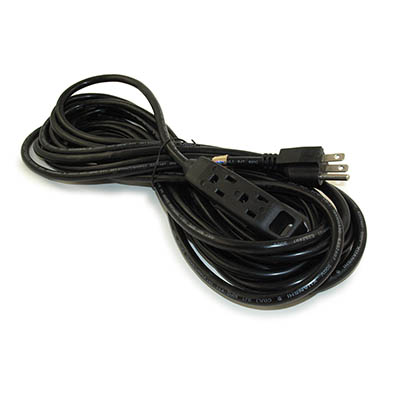 25ft 3-Outlet 3-Prong Power Extension Cord (NEMA 5-15P), Black