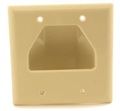 Wall plate: Double-Gang Recessed Cable Pass-thru, Ivory