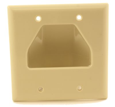 Wallplate: Double-Gang Recessed Cable Pass-thru, Ivory