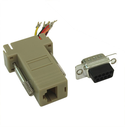 DB9-Male to RJ45 (8 wire) RS232 Modular Adapter Ivory