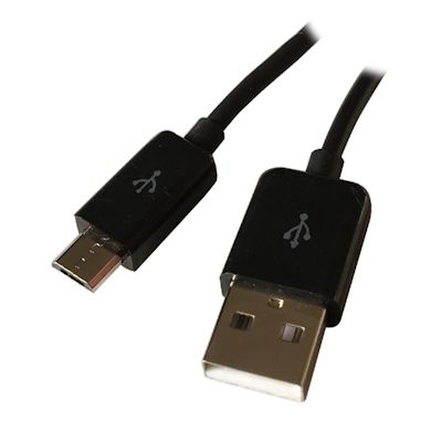 2ft USB SLIM/High Amp Type A Male to Micro-B 5-Pin Cable, Nickel Plated