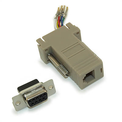 DB9 RS232 Male to RJ11/12 6P6C Phone Line Jack Modular Adapter Ivory 