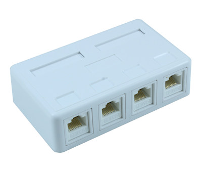 Wall plate: Surface Block (Biscuit Jack) CAT5E RJ45 4 Port, Punch-down type