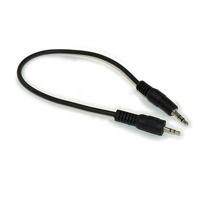 1ft 2.5mm to 3.5mm Mini Stereo TRS Plug Male/Male Cable, Black