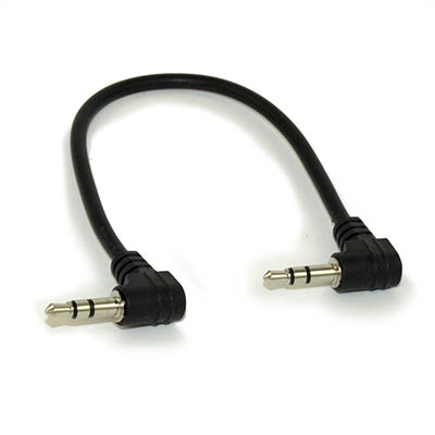 6inch DOUBLE ANGLED 3.5mm Mini Stereo TRS Male to Male Speaker Cable
