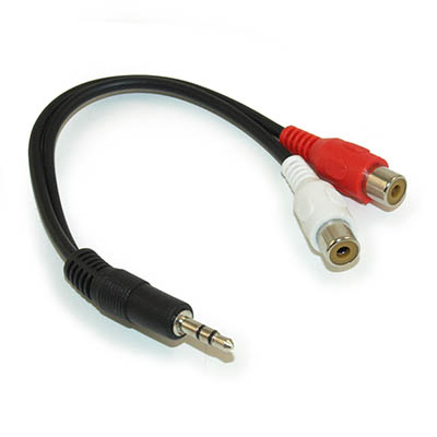 4 inch Mini Jack 3.5mm Male Stereo Plug to 2 RCA Female Jack adapter cable