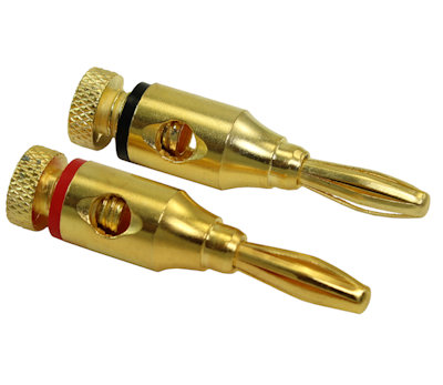 Speaker Wire - Banana Plugs (Pair) Black/Red over Gold (Screw ONLY)