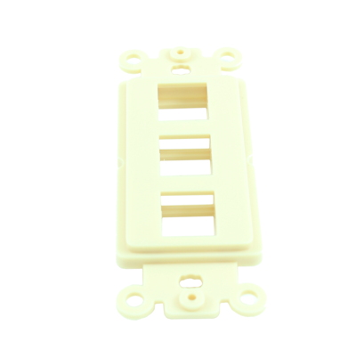 Wallplate: 3 Open Keystone Decora Plate Insert, Ivory