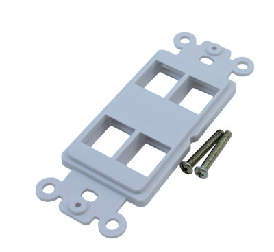 Wallplate: 4 Open Keystone Decora Plate Insert, White
