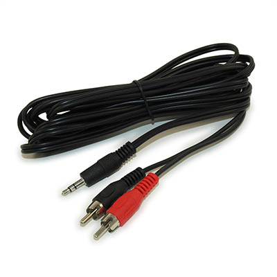 My Cable Mart - 12ft 3.5mm Mini-Stereo TRS Male to Two RCA Male Audio Cable