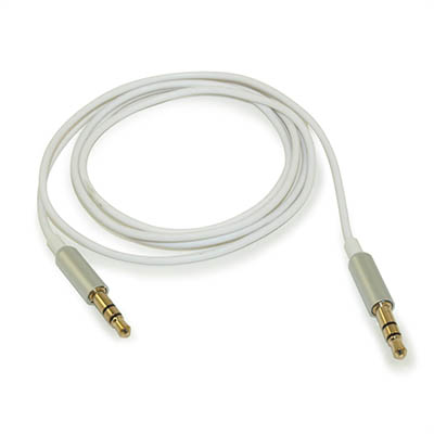 3ft EXTRA SLIM 3.5mm Mini-Stereo TRS Male to Male Gold Plated Cable, White