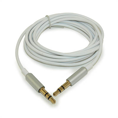 6ft EXTRA SLIM 3.5mm Mini-Stereo TRS Male to Male Gold Plated Cable, White