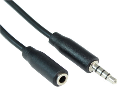 1.5ft 3.5mm SLIM 4 Conductor TRRS/3 Band + Mic or Video M/F EXTENSION Cable