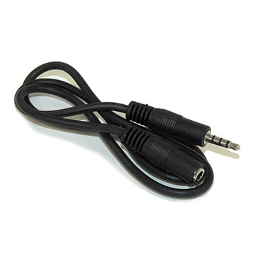 2ft 3.5mm 4 Conductor TRRS / 3 Band + Mic or Video M/F EXTENSION Cable