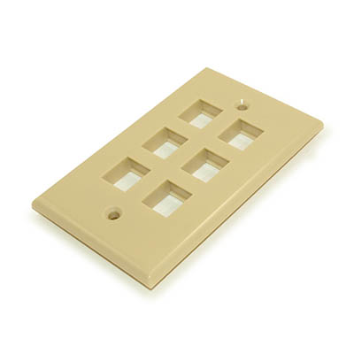 Wall plate: Keystone, 6 Hole - Ivory