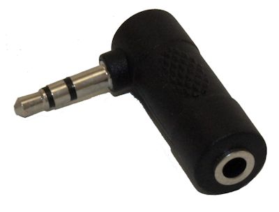3.5mm Right Angle Adapter, Male/Female Stereo TRS (3 connector)