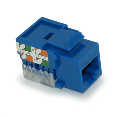 Keystone Jack Insert/Punch-down - Cat 5E RJ45 Networking, Blue