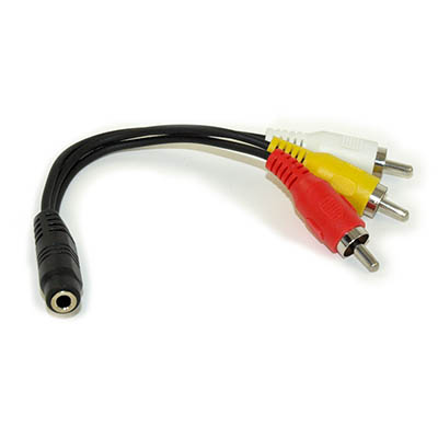3.5mm 4 Conductor TRRS FEMALE to 3 RCA Male L/R Audio & Video Adapter Cable