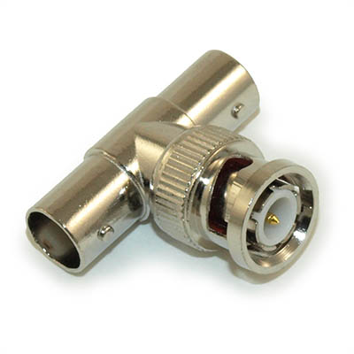 BNC T-Connector Adapter, Female-Female-Male, Nickel Plated