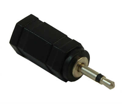 2.5mm Male MONO TS Plug to 3.5mm Female MONO TS Jack Adapter, Nickel Plated