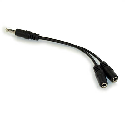 4 Conductor TRRS Male to 2-3.5mm Female Audio/ Microphone Break-out Adapter
