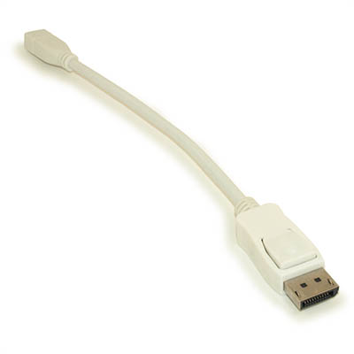 Mini DisplayPort FEMALE to DisplayPort MALE Adapter Cable, White