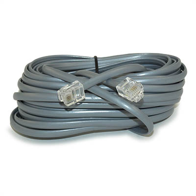 14Ft RJ11 Modular Telephone Cable, (6P4C), 4 Conductor/2 Lines Reverse