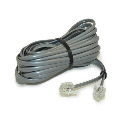 25Ft RJ11 Modular Telephone Cable, (6P4C), 4 Conductor/2 Lines Reverse