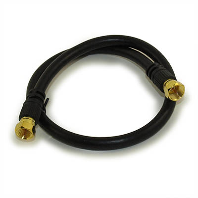 1.5ft RG6 QUAD SHIELD Black HI-BANDWIDTH Coax Cable F-type Gold Plated
