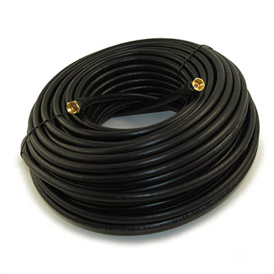 100ft RG6 QUAD SHIELD Black HI-BANDWIDTH Coax Cable F-type Gold Plated