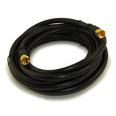 12ft RG6 QUAD SHIELD Black HI-BANDWIDTH Coax Cable F-type Gold Plated