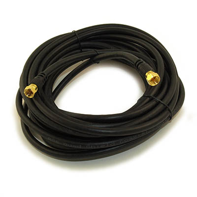 25ft RG6 QUAD SHIELD Black HI-BANDWIDTH Coax Cable F-type Gold Plated