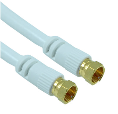 3ft RG6 QUAD SHIELD HI-BANDWIDTH Coax Cable F-type Gold Plated WHITE