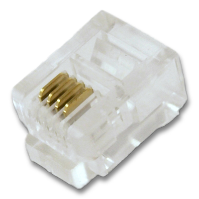 RJ11 Modular Telephone Plug, (6P4C), 4 Conductor/2 Lines, 20 Pack