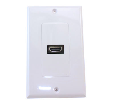 HDMI Wall Plate (Single) Direct Connect Straight Feed-thru, White