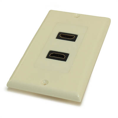 HDMI Wall Plate (Dual) Direct Connect Straight Feed-thru, Ivory